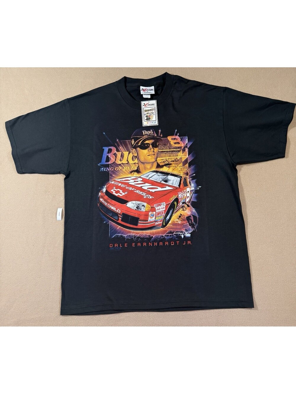 Vintage Dale Earnhardt Jr. Men's XL T-Shirt AOP Budweiser NASCAR Racing, 20s